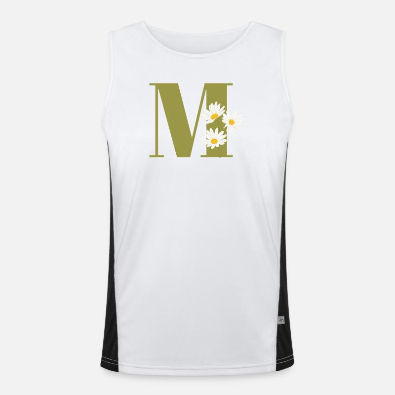 Buchstabe m grüne Gänseblümchen Funktionelles Kontrast-Tank Top für Männer 