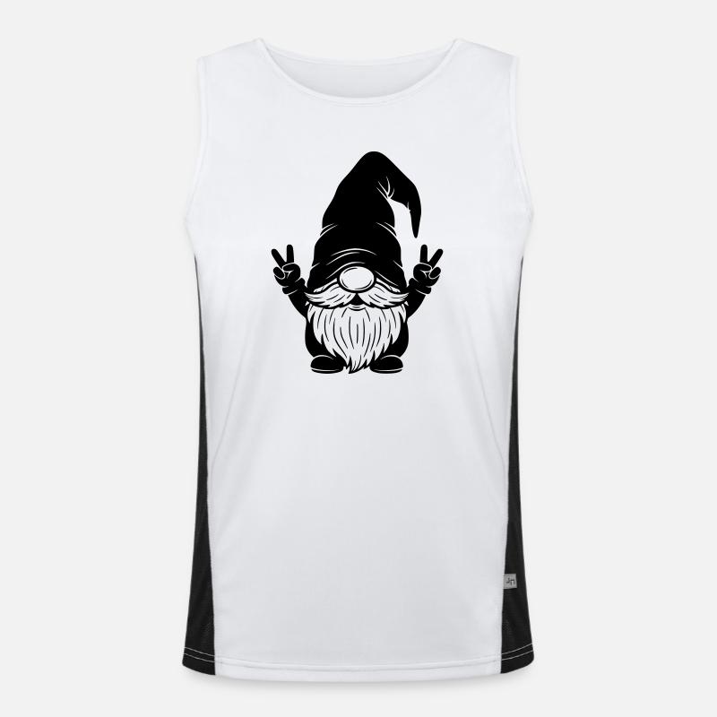 Funny Double Peace Gnome Men's Functional Contrast Tank Top 
