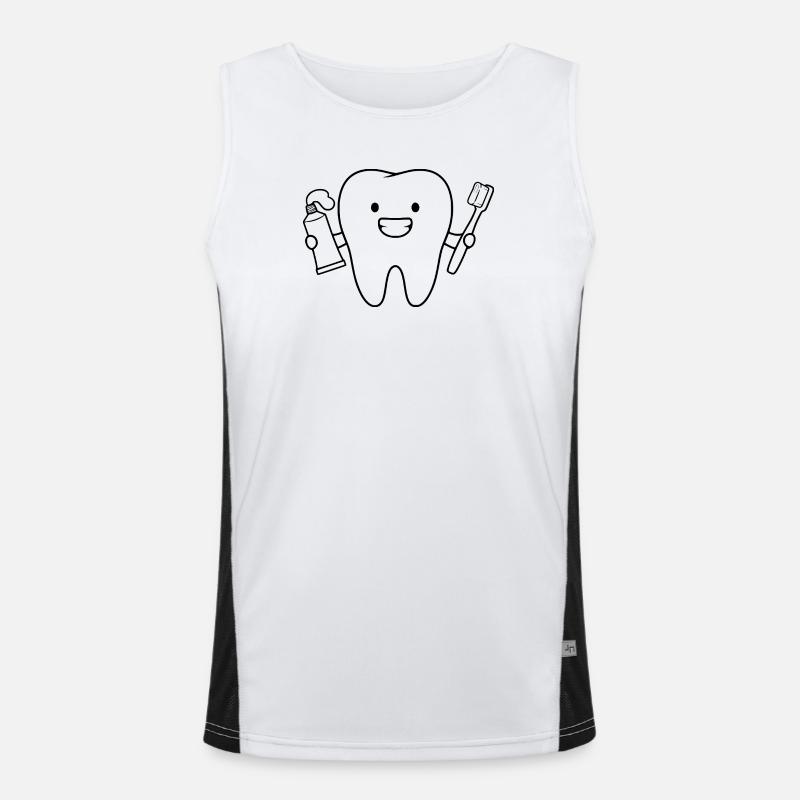 Cartoon Tooth With toothbrush Men's Functional Contrast Tank Top 
