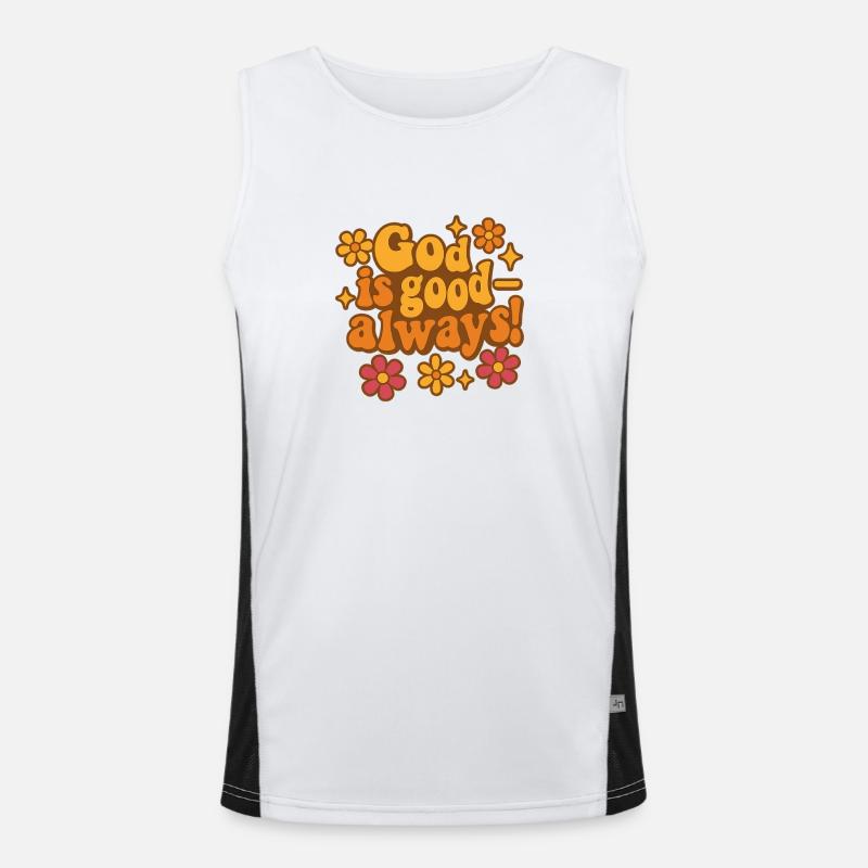 Gott ist gut – Retro Blüten Design Funktionelles Kontrast-Tank Top für Männer 