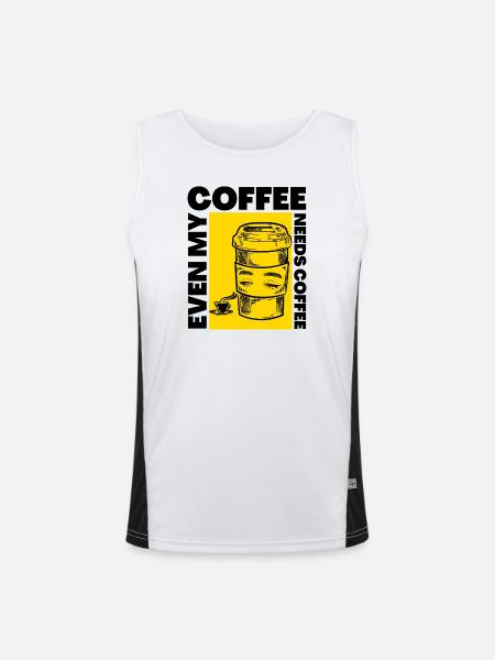 Même mon café a besoin de café Design amusant - Débardeur respirant contrasté Homme  - blanc/noir - Devant