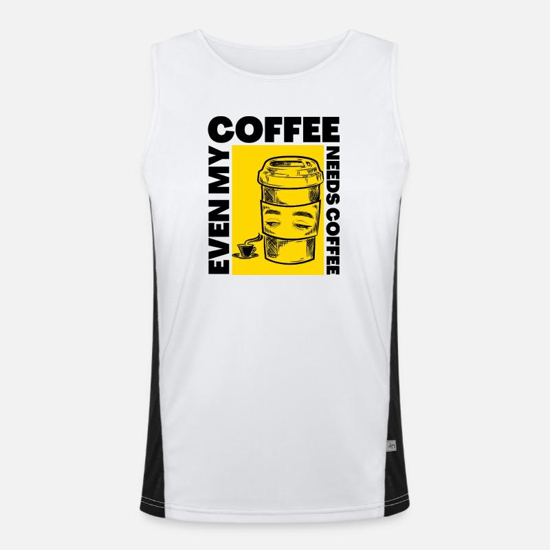 Auch mein Kaffee braucht Kaffee Lustiges Design Funktionelles Kontrast-Tank Top für Männer 