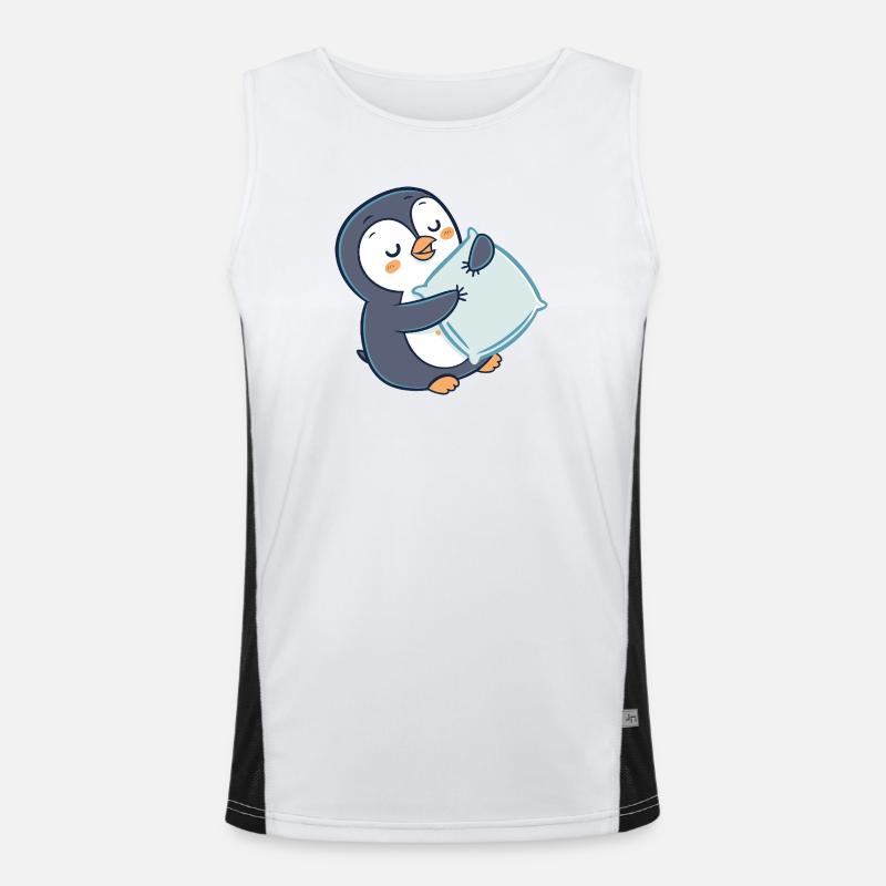 Penguin Cuddle on Pillow Men's Functional Contrast Tank Top 
