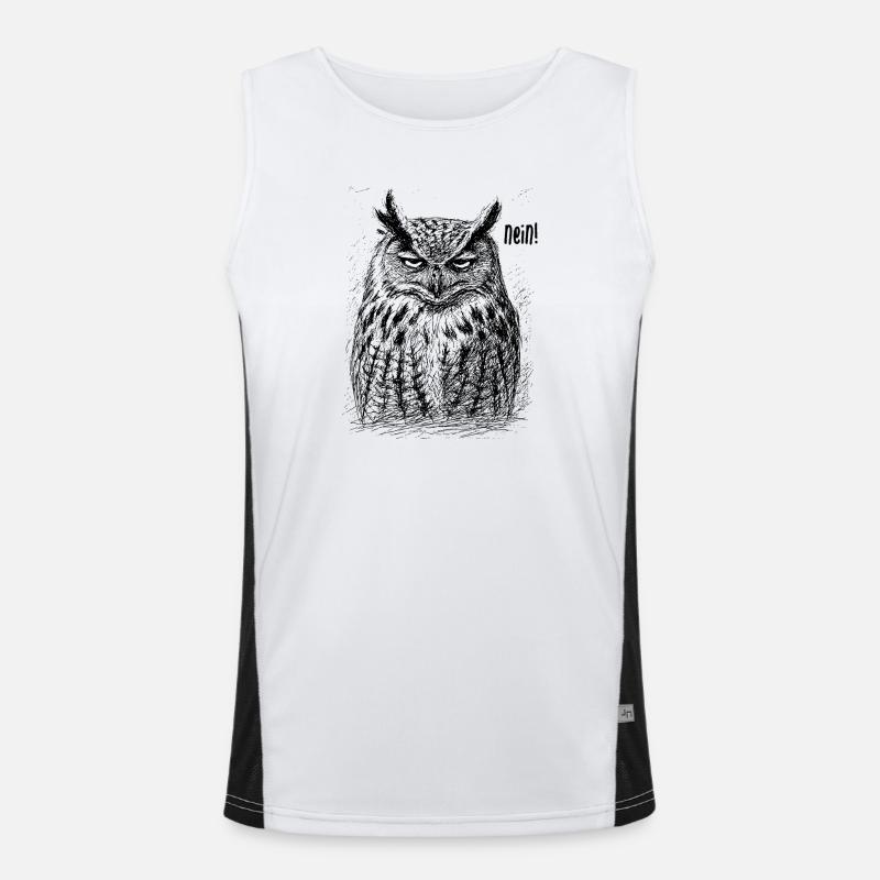 Müde Eule - Nein Funktionelles Kontrast-Tank Top für Männer 
