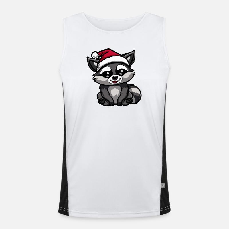 Waschbär Weihnachten Funktionelles Kontrast-Tank Top für Männer 