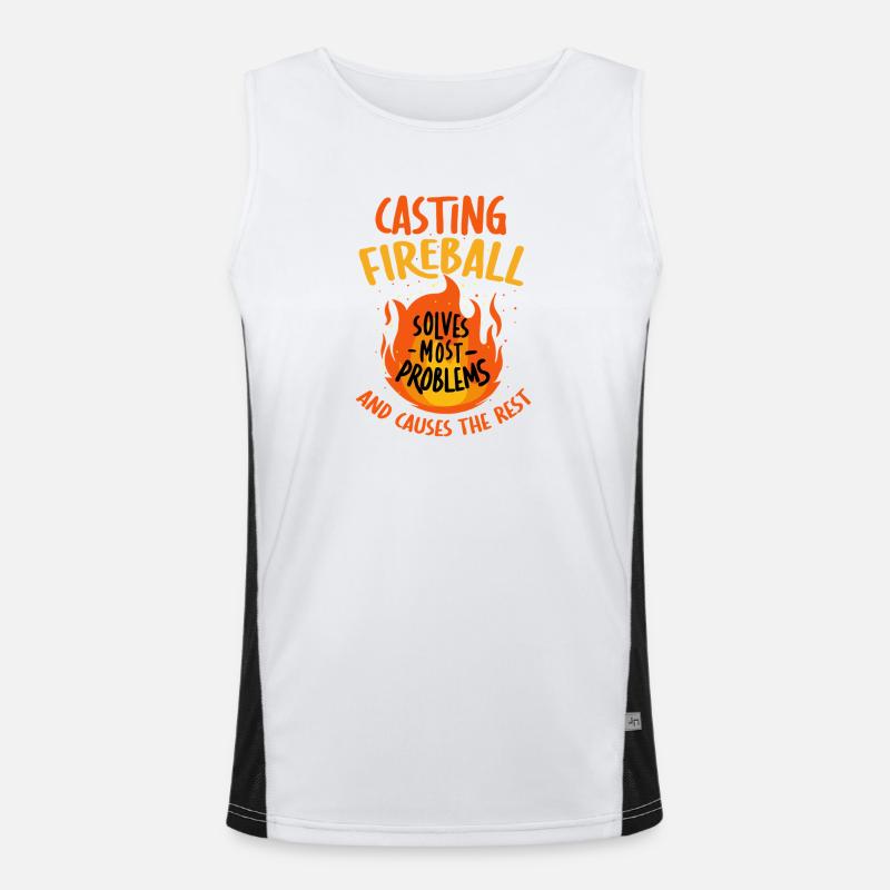 Casting Fireball Solves Problems RPG Gaming  - Men's Functional Contrast Tank Top  - white/black