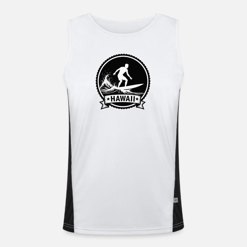 Hawaii Surf Wave Badge Funktionelles Kontrast-Tank Top für Männer 