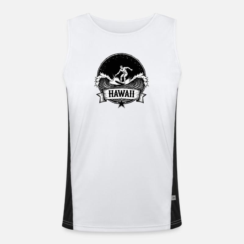 Hawaii Surfer Surfer on Pacific Wave Men's Functional Contrast Tank Top 
