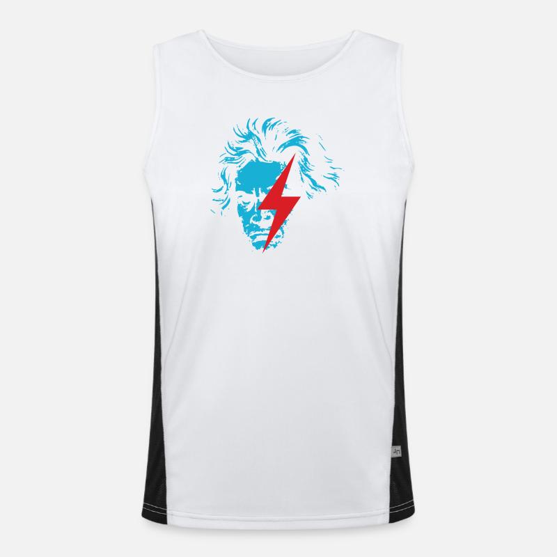 Visage bleu Beethoven avec éclair rouge Débardeur respirant contrasté Homme 