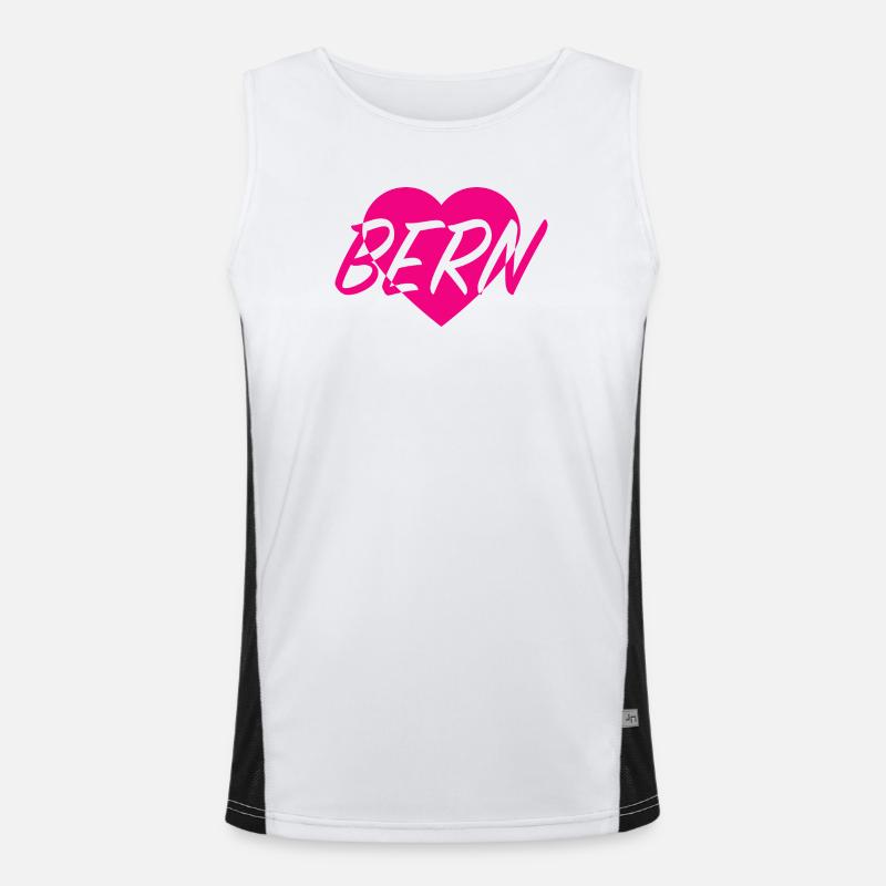 I LOVE BERN Heart Pattern Men's Functional Contrast Tank Top 