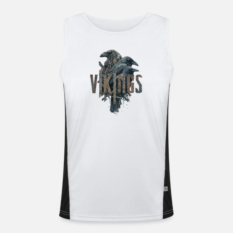 Odin-Crows-Vikings-Sword-Edda Funktionelles Kontrast-Tank Top für Männer 