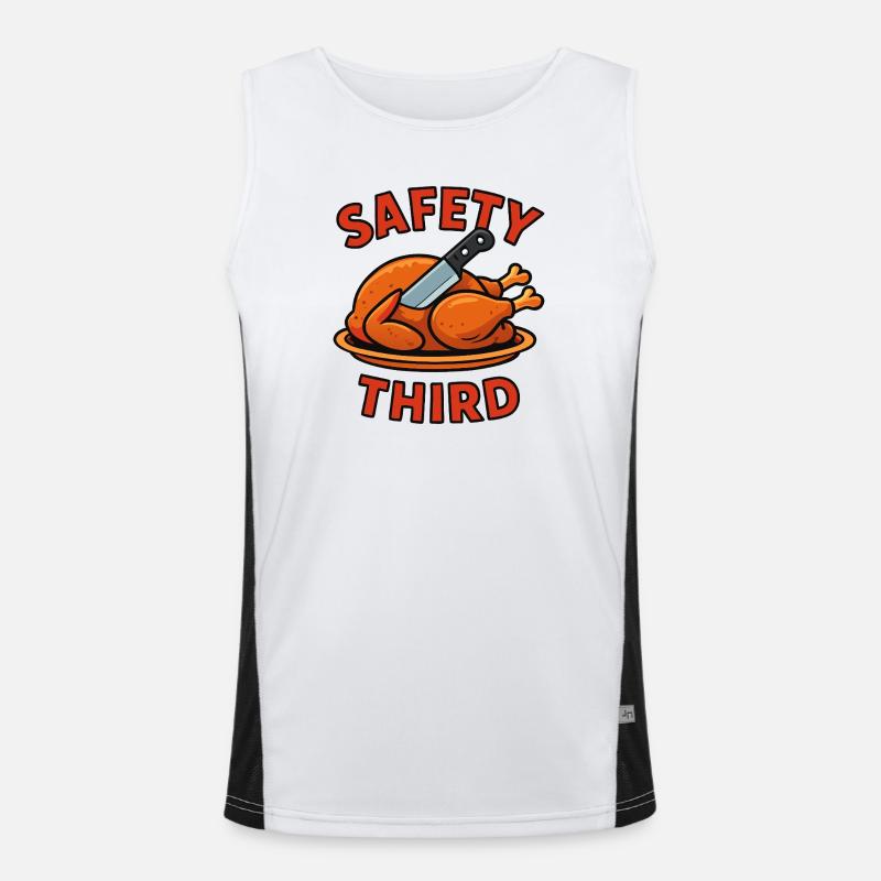 Safety Third Lustig Sarkastisch Thanksgiving Siche Funktionelles Kontrast-Tank Top für Männer 