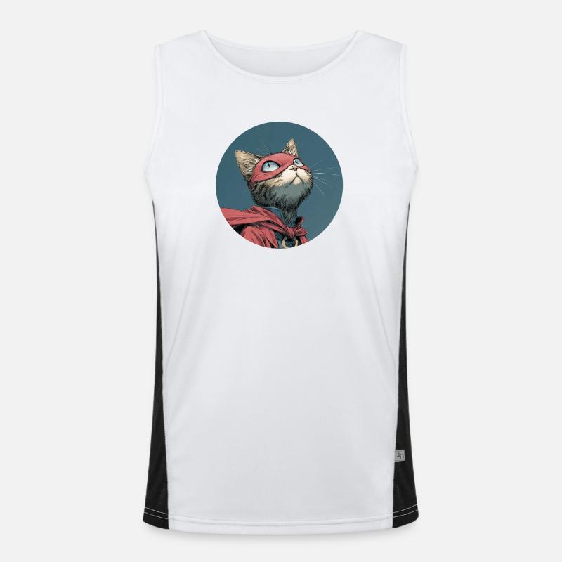 Super cat, manga - Men's Functional Contrast Tank Top  - white/black
