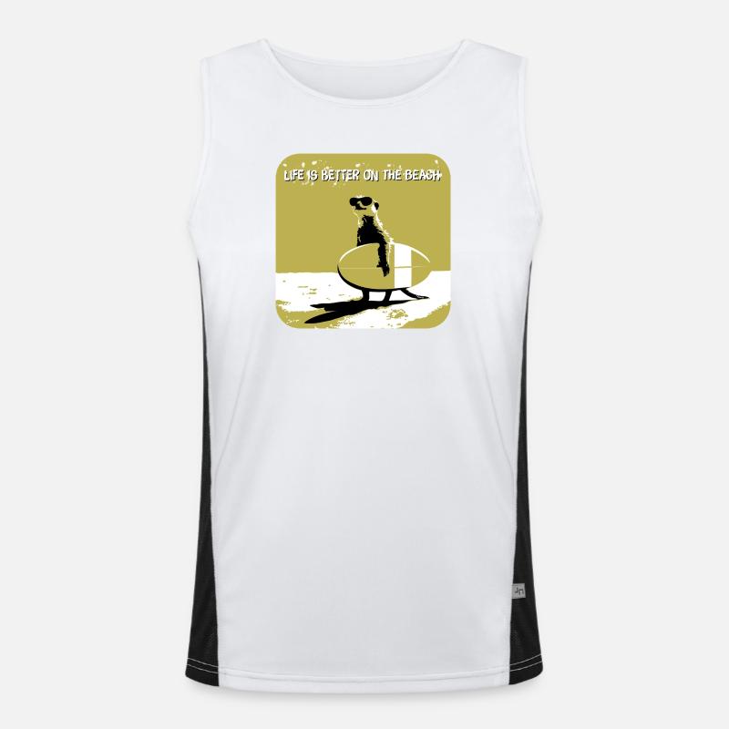 cool meerkat with surfboard Men's Functional Contrast Tank Top 