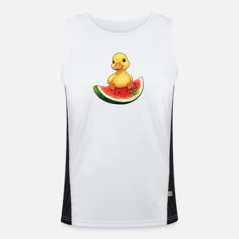 Relaxed summer design with watermelon fruit - Men's Functional Contrast Tank Top - white/black