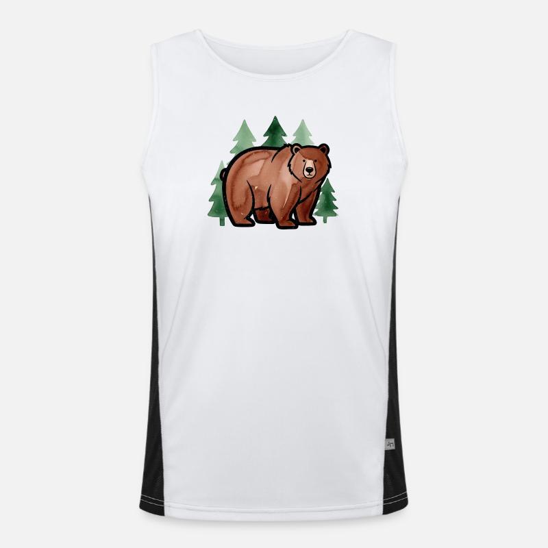Waldbär in Aquarellstil Funktionelles Kontrast-Tank Top für Männer 