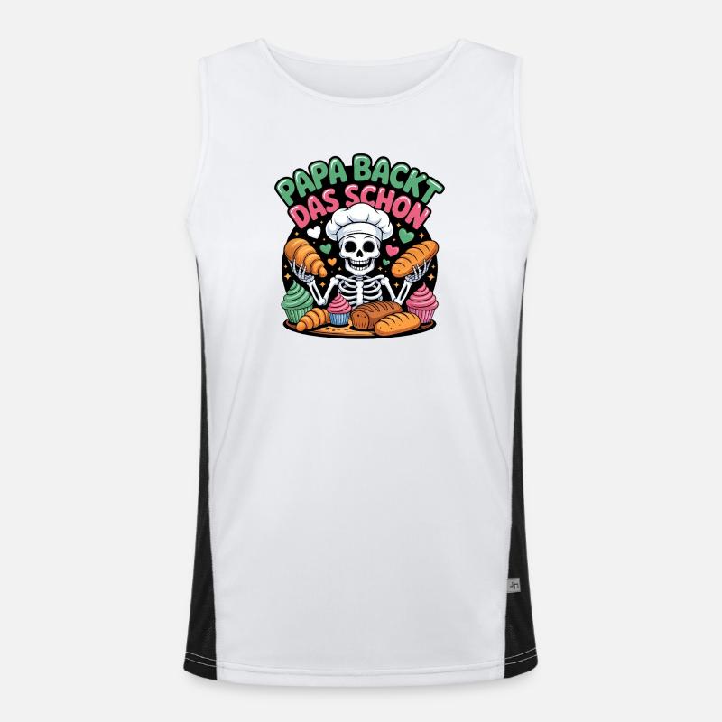 Daddy bakes this nice skeleton chef - Men's Functional Contrast Tank Top  - white/black