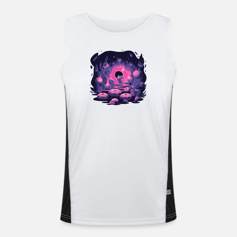 Neon Mäusehöhle mit Donuts Funktionelles Kontrast-Tank Top für Männer 