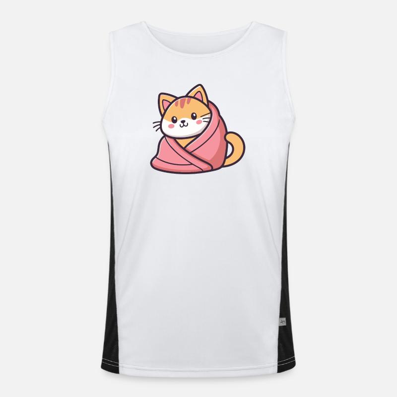 Kawaii Cat Pink Blanket Men's Functional Contrast Tank Top 