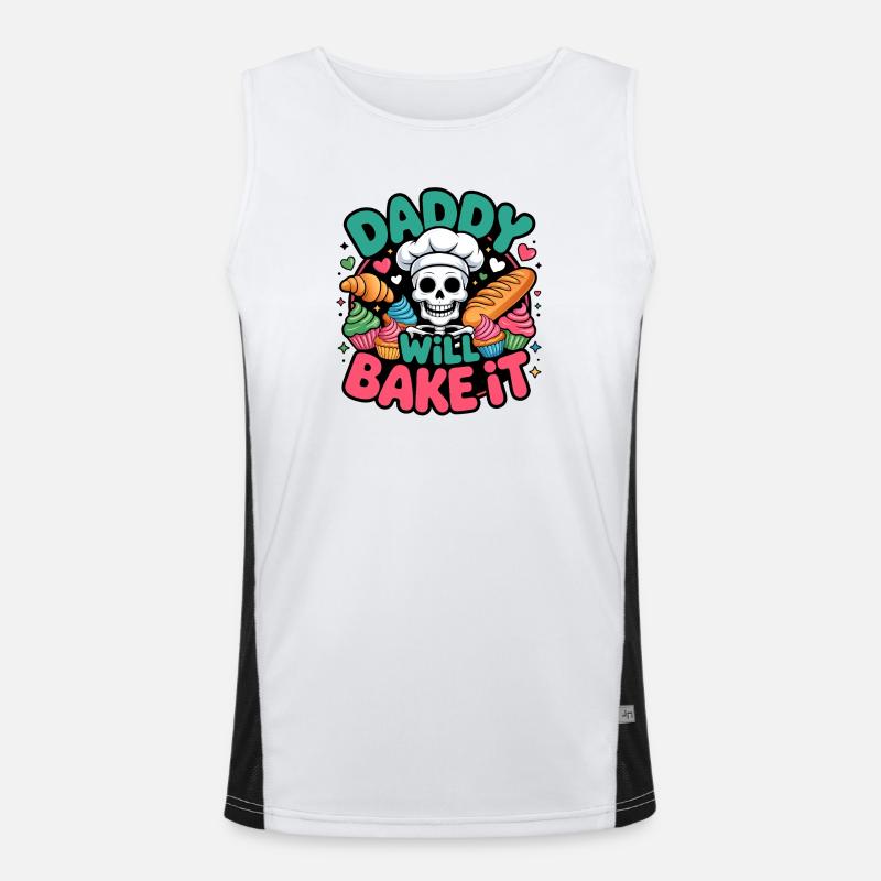 Daddy Will Bake It Skeleton Chef Men's Functional Contrast Tank Top 