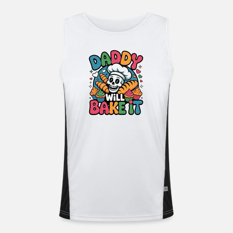 Daddy Will Bake It Skull Bakery - Men's Functional Contrast Tank Top  - white/black
