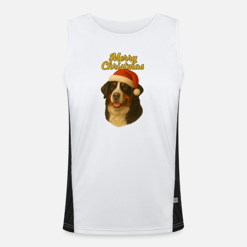 Pull de Noël joyeux chien de montagne bernois Débardeur respirant contrasté Homme 