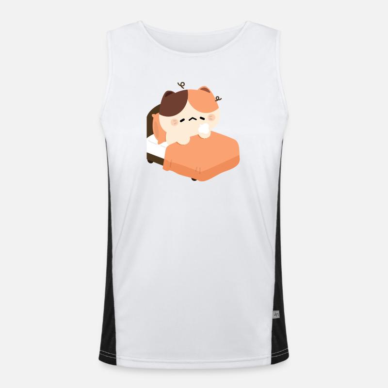 Sleepy Tortie Cat Men's Functional Contrast Tank Top 
