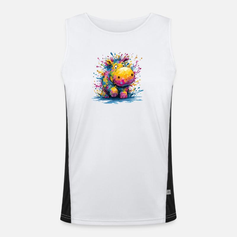 Bunter Tropfenhippo Design Funktionelles Kontrast-Tank Top für Männer 