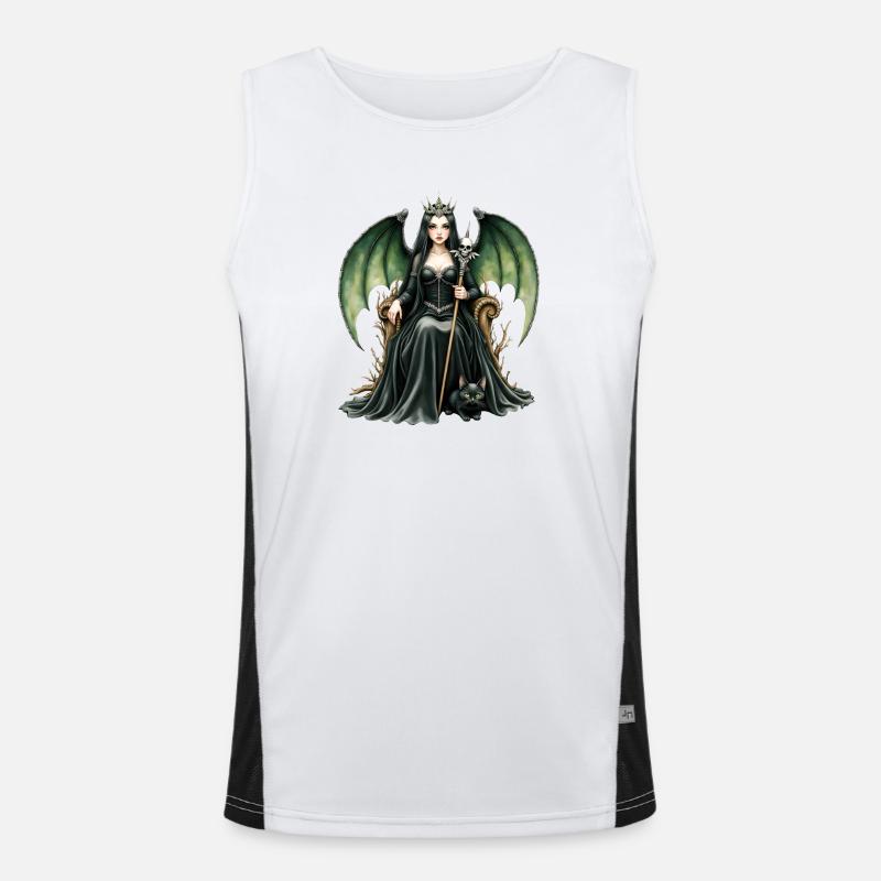 Winged Dark Queen with Staff Men's Functional Contrast Tank Top 