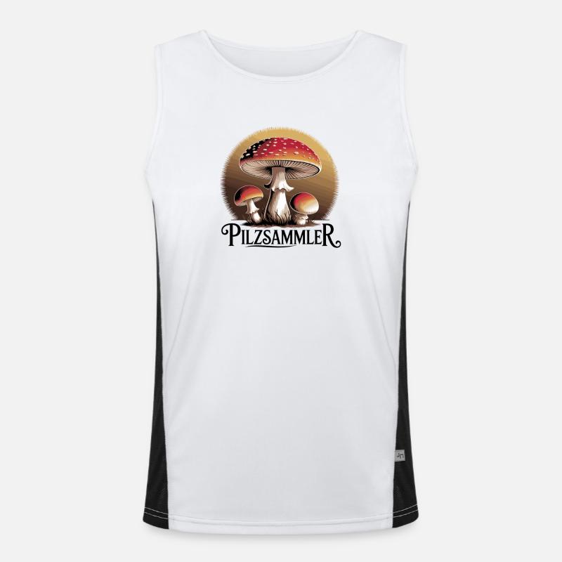 Mystical toadstools in the moonlight - Men's Functional Contrast Tank Top  - white/black