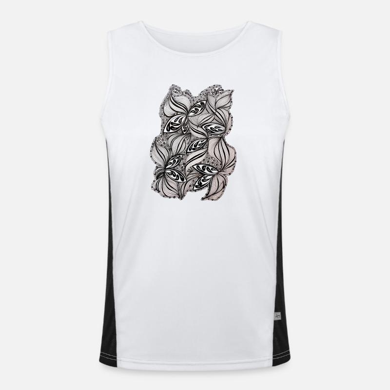 Black and white leaf pattern - Men's Functional Contrast Tank Top  - white/black