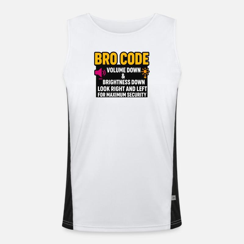 Code bro volume vers le bas Regarde à droite à gauche, drôle Débardeur respirant contrasté Homme 