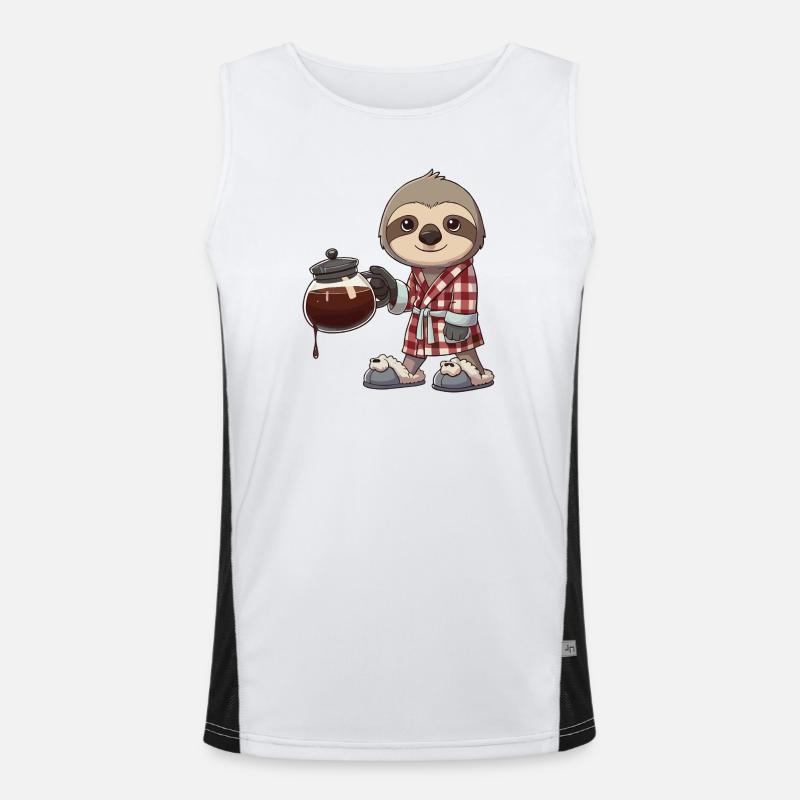 Funny Sloth Coffee Lover Morning Brew Men's Functional Contrast Tank Top 