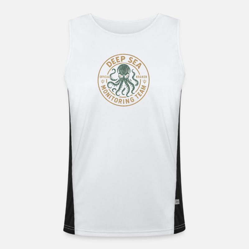 Kraken Deep Sea Surveillance Team Funny Myth Kr Men's Functional Contrast Tank Top 