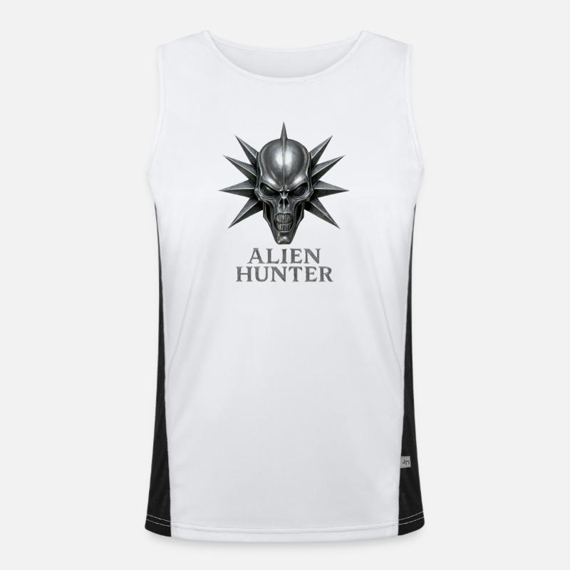 Alien Hunter Schädel-Emblem Funktionelles Kontrast-Tank Top für Männer 