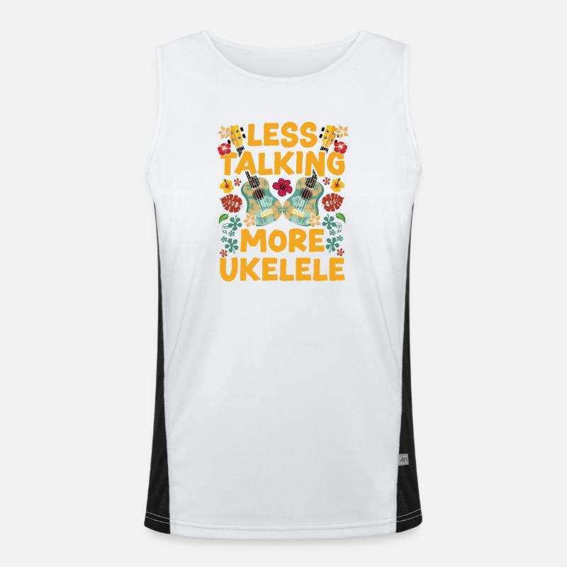 Hawaiian Ukulele Uke Less Talking - Men's Functional Contrast Tank Top  - white/black
