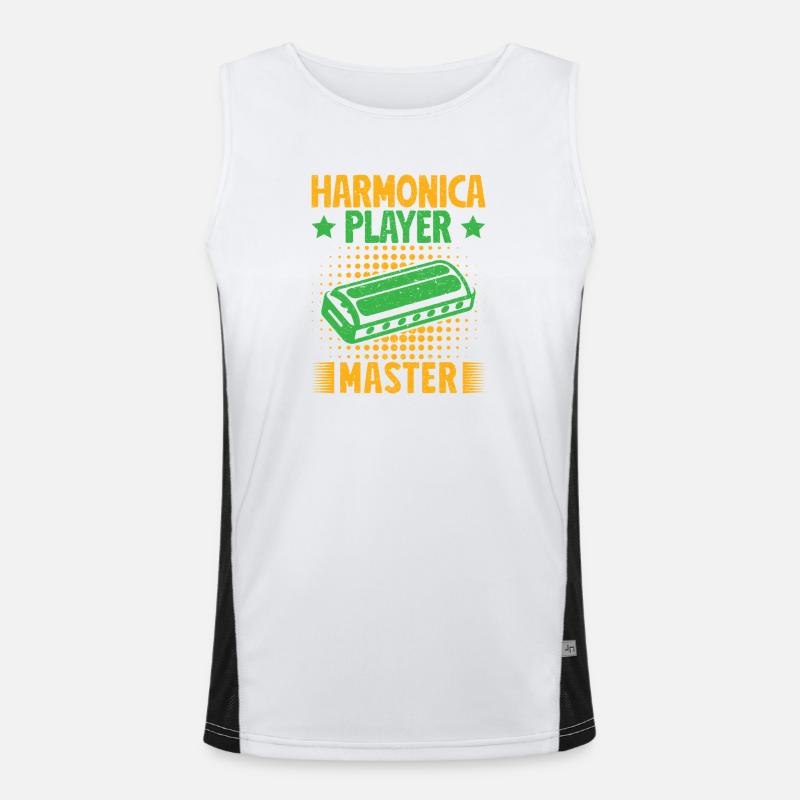 Funny Harmonica Player Master Harmonica - Men's Functional Contrast Tank Top  - white/black