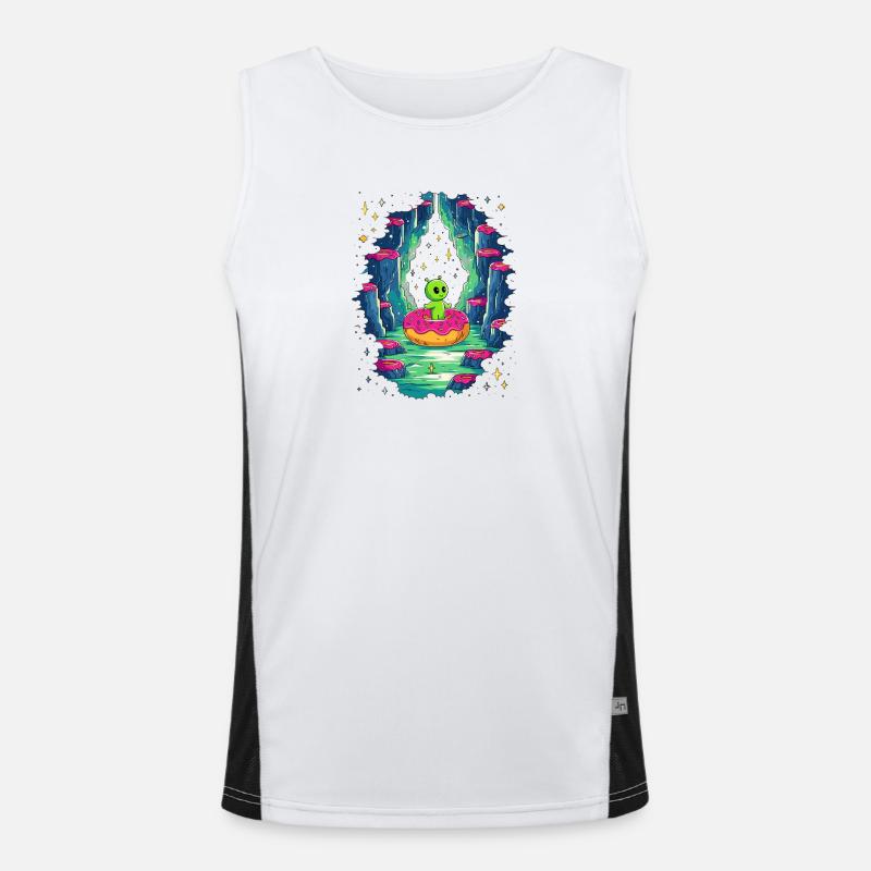 Alien Donut Höhle Funktionelles Kontrast-Tank Top für Männer 