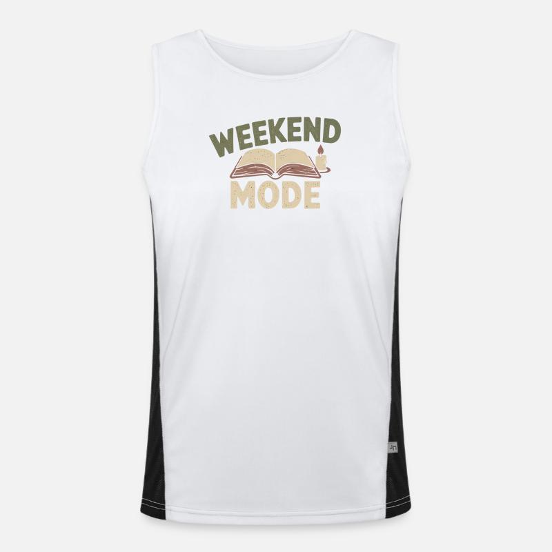 Weekend Mode – Cozy Buch & Kerze Funktionelles Kontrast-Tank Top für Männer 