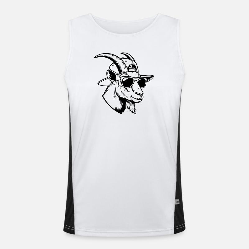 Cool goat with sunglasses and cap - Men's Functional Contrast Tank Top - white/black