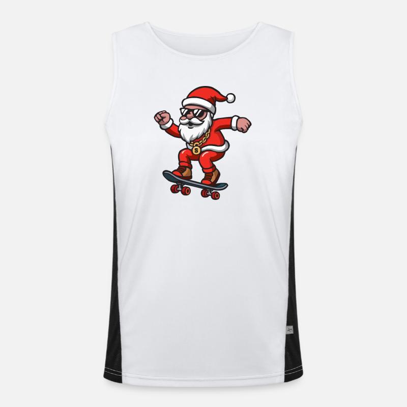 Santa Skating Funktionelles Kontrast-Tank Top für Männer 