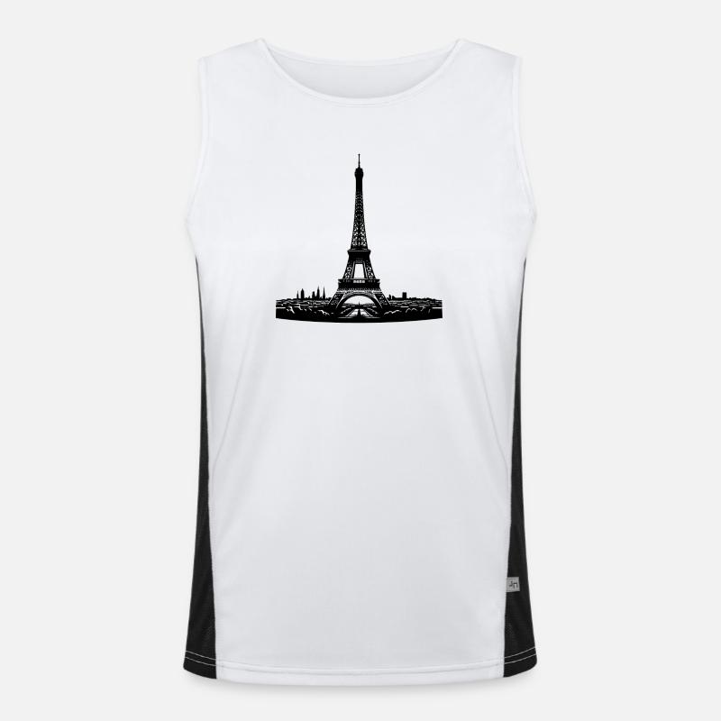 French eye-catcher Eiffel Tower typical Paris Men's Functional Contrast Tank Top 