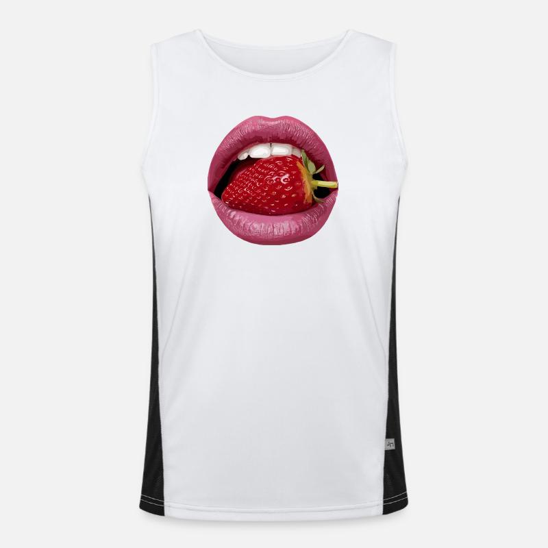 ErdbeerKuss Lippen Pop Art Funktionelles Kontrast-Tank Top für Männer 