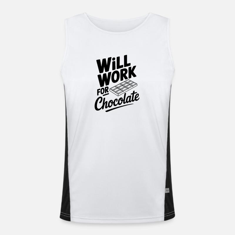Will Work for Chocolate - Men's Functional Contrast Tank Top  - white/black