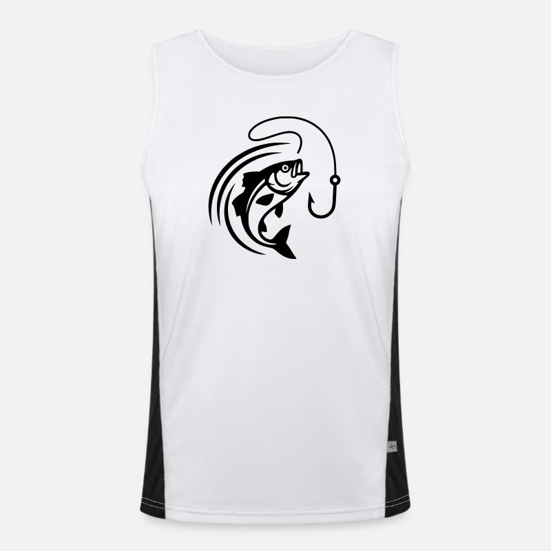 Jumping Fish Hook Fishing Vector - Men's Functional Contrast Tank Top - white/black