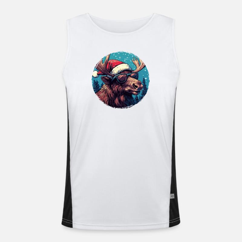  Rentier mit Sonnenbrille Funktionelles Kontrast-Tank Top für Männer 