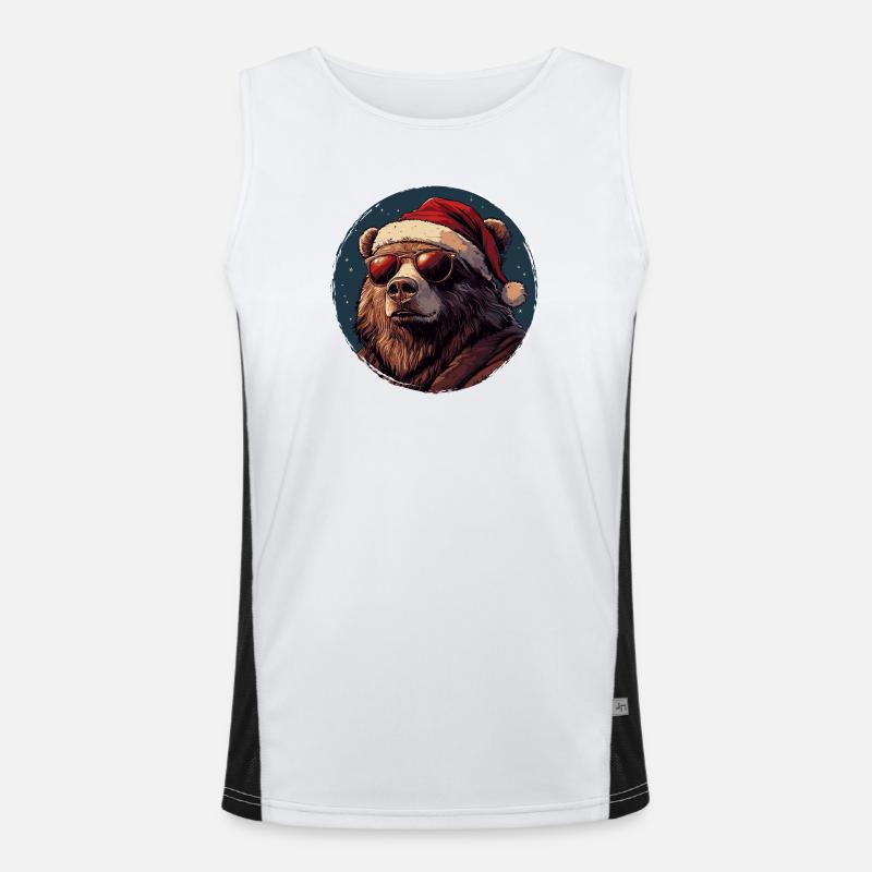 Winter Bear Santa Sunglasses Men's Functional Contrast Tank Top 