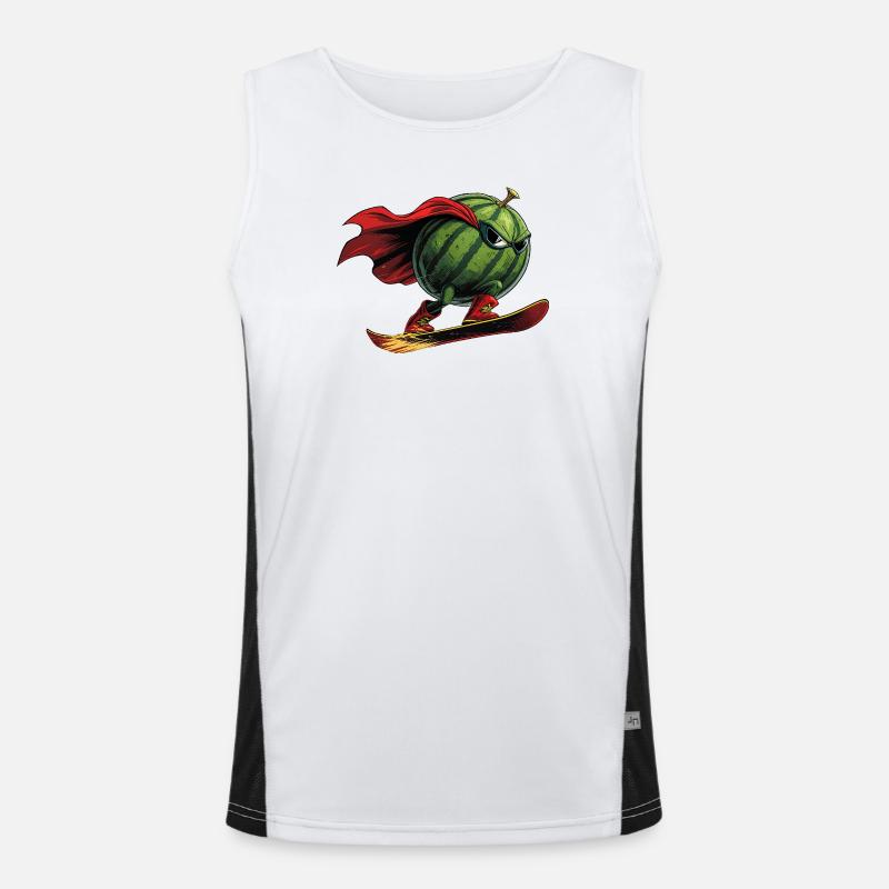 Superhero Watermelon On Snowboard Action Men's Functional Contrast Tank Top 
