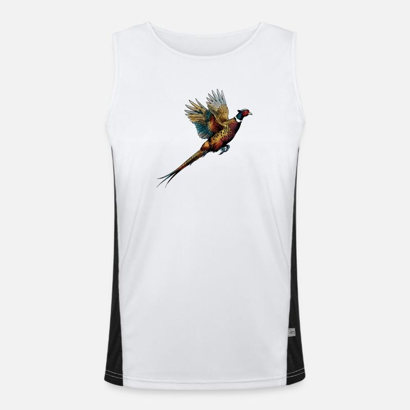Coloured pheasant in flight Men's Functional Contrast Tank Top 