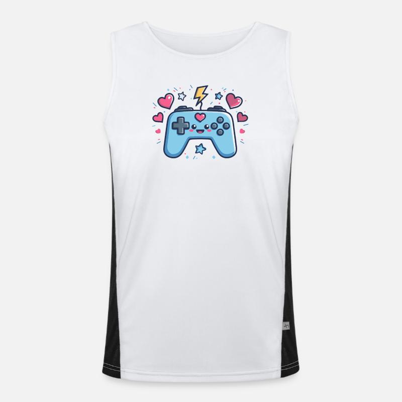 Conception du cœur de la manette de jeu Kawaii Débardeur respirant contrasté Homme 